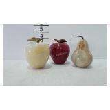 3 Marble paper weights - apple & pear shaped