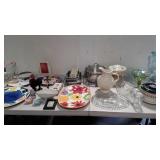 Table lot with Hallmark picture frame, Christmas