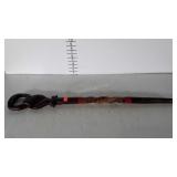 Carved Decorated Walking Cane, 35" long