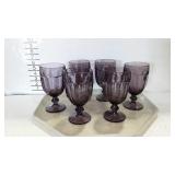 6 purple water goblets
