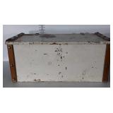 Early wooden painted yellow pine kids Toy Trunk.