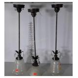 Three Ceiling light Fixtures, all glass shades