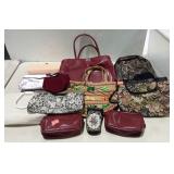 Purses, cosmetic bags and backpack, all in a tote