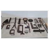Tools, saw set, c clamps, level, square, clamps,