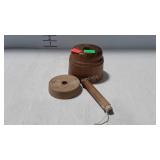 Round wooden butter press with 6-point star design