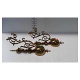Brass wall sconce style hooks, pair of 15" long