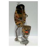 Tramp Art style planter, frog playing the