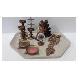 Decor brass - leaf shaped book ends, miniature