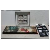 Wall hanging group. One floral art piece and two