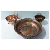 3 Copper strainers / colanders