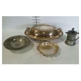 Silver plate - covered casserole dish, footed