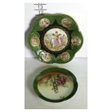 Painted Bavarian china - 12" bowl, & 8-1/2" plate