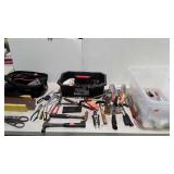 Tools, snips, hammers, garden spades, oil cans