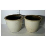 Two 1 gallon white crocks, good condition