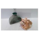 Decor seashell, & heavy glass vase, made in Spain
