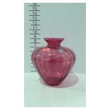 Pilgrim Cranberry Glass vase with label