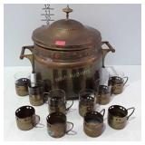Brass punch set with lid - includes 10 cup bases