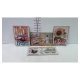 4 Small tin decor signs