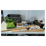Group lot: curtain rod, partial bag of potting