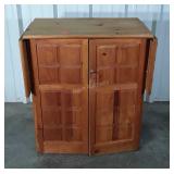 Pine Portable Bar Cabinet, drop leaf ends front