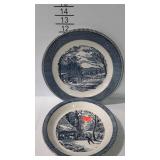 Currier & Ives pie plate, and 12" platter