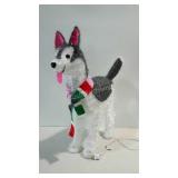 Light up lawn decor. Christmas Husky. Stands  2