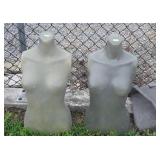 Two female mannequin upper body displays no