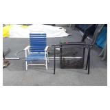 Fire place screen, metal rack, and folding lawn