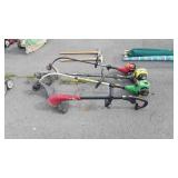 Group of four weedeaters, one is electric