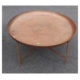 Copper tray on stand 37" in diameter