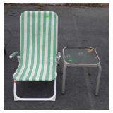 Folding lawn chair and patio end table