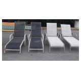 Group of four miss matched patio lounge chairs