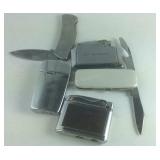 Three lighters, pocket knife, and a multi tool