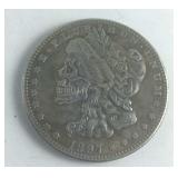 1897 skull novelty coin