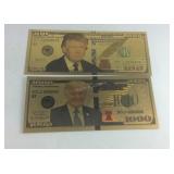 Two Trump goldtone notes