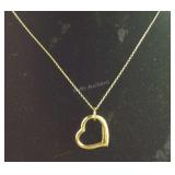 Gold over Sterling Silver Heart on 18 inch Chain