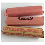 3 Rolls Misc Date Wheat Pennies