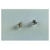 Sterling Silver cz round Stud Earrings no back