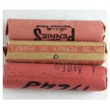 3 Rolls Misc Date Wheat Pennies