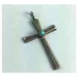 Sterling Silver Cross with Turquoise Accent
