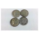 1946,54,58D,63D Roosevelt 90% Dimes