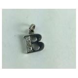 Sterling Silver "B"with Crystal accents Pendant