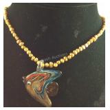 Murano Glass Fish on Freshwater Pearl Necklace