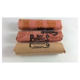 3 Rolls Misc Date Wheat Pennies