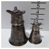 Stirrup cups, silverplated with fox heads, both