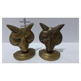 Brass fox face bookends