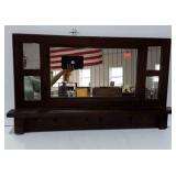 Craftsman styled hall mirror with small shelf and