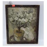 Oil painting on canvas in rustic frame, 17 x 20
