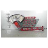 Metal wrapped sign, play Texas Holdem here
