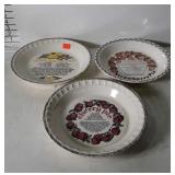 Three Vintage Ceramic Pie Plates, the Strawberry